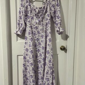 SHEIN Purple and White Off the Shoulder Sundress